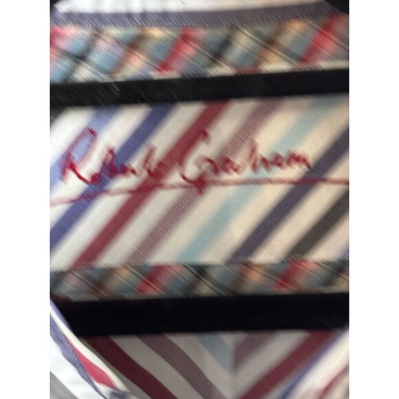 Robert Graham Mens Long Sleeve Chevron Striped French Cuff Dress Shirt Size 2XL - Picture 3 of 9